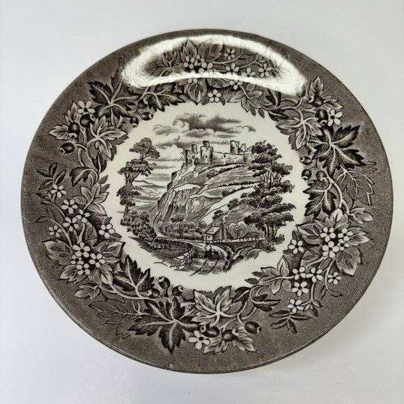 Mode English Ironstone Tableware Castles Brown Saucer Plate 5.5" Limited England - Picture 2 of 10